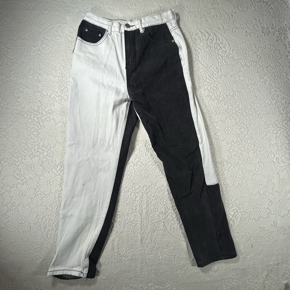 Boohoo Blue Jeans Womens Size 6 Straight Black White  Stretch
